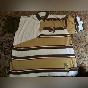 Akademiks Olive and White Polo Shirt